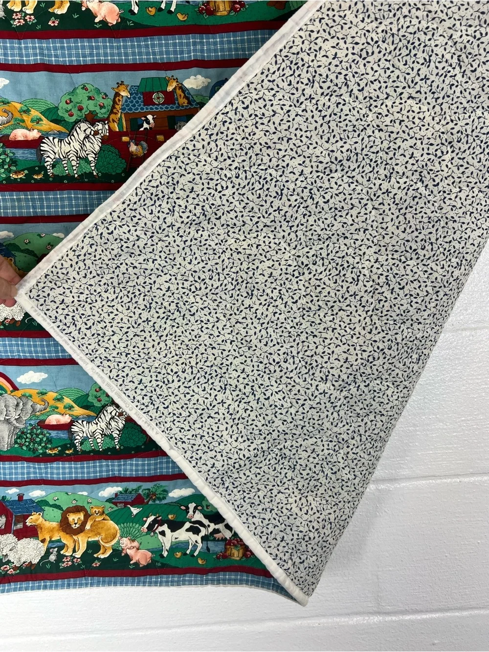 Handmade Noah’s Ark crib quilt
